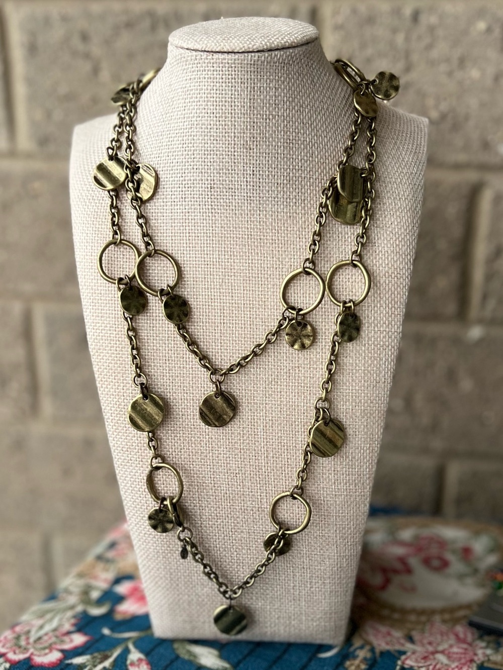 Premier Designs Brass-Tone Layered Coin Link Necklace